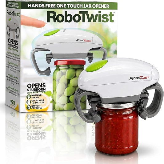 Robotwist Automatic Jar Opener, Deluxe Model with Improved Torque, Robo Twist Kitchen Gadgets for Home, Electric Handsfree Easy Jar Opener – Works on All Jar Sizes, As Seen on TV by EMSON