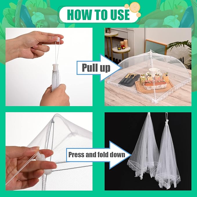 10 Pack Food Cover Tents, Food Covers for Outdoors, Pop-Up Tents, Mesh Tent, Reusable and Collapsible Outdoor Picnic Covers Net, Suit for Parties Picnics, BBQs, Fruit Cover - Image 7