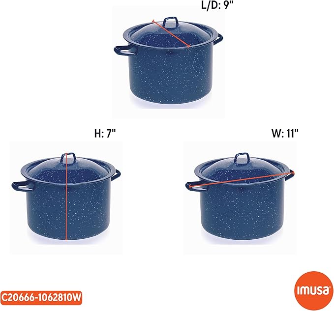 IMUSA USA C20666-1062810W Speckled Enamel Stock Pot with Lid, 4 Quart, Blue - Image 8