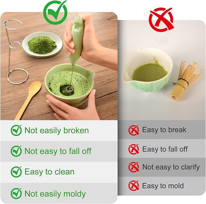 Electric Matcha Whisk Set 4 PCS Matcha Making Kit Powder Mixer Electric Milk Frother Traditional Tea Scoop Chashaku, Spoon, Sifter, Durable Coffee Stirrers Maker Tools Gift for Lovers Beginner