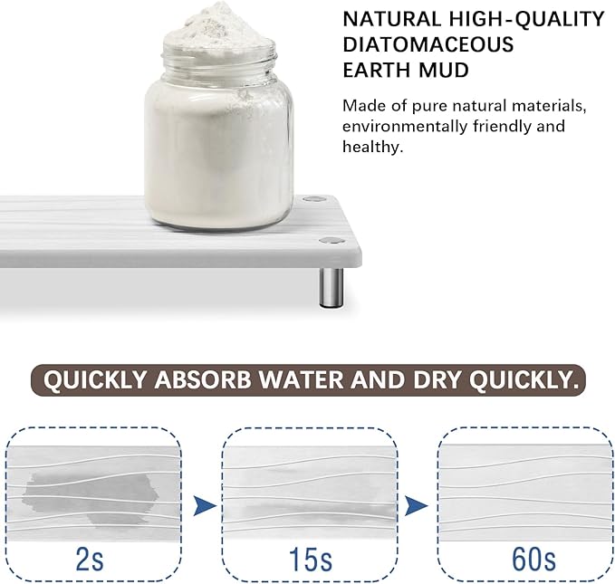 Quick Dry Sink Caddy Kitchen Sink Organizer, Water Absorbing Stone Tray for Sink, Stone Drying Tray, Diatomite Faucet Mat & Protector, Dispenser Sponge Holder, Stone Soap Tray for Bathroom Counter - Image 2