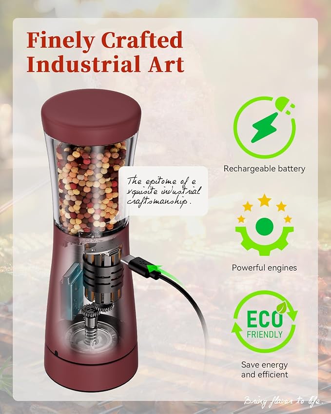 Electric Salt and Pepper Grinder Set with Storage Base, Stainless Steel Rechargeable Salt and Pepper Grinder Set with 4.5 oz Large Capacity, 1.8" Wide Mouth, Adjustable Coarseness, Ideal for Kitchen - Image 4