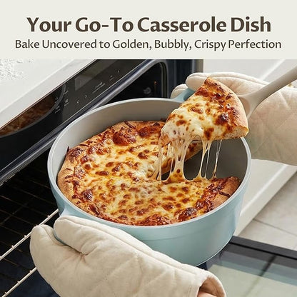 BEZIA 5.7 Quart Nonstick Ceramic Stock Pot with Lid for Family Cooking, Induction Cooking Pot with Smart-Vent Braising, Easy Cleanup, Perfect for Side Dishes, Daily Meals & Camping