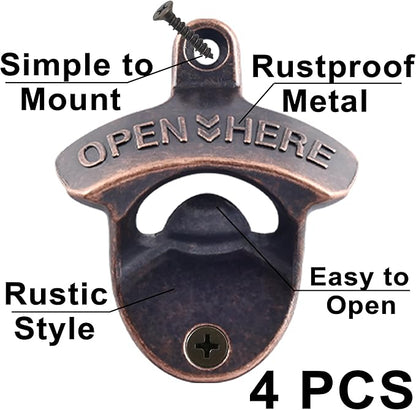 Aged Style Wall Mounted Bottle Opener, Stainless Table Mount Cola Opener for Rustic Bar or Restaurant (Pack of 4) - Image 2