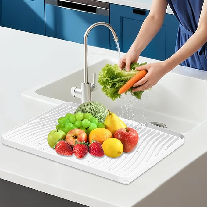 Silicone Dish Drying Mat for Kitchen Counter, Dish Drying Pad, Non-Slip Drain Pad with Built-in Drain, Heat Resistant Stone Drying Mat - Image 7