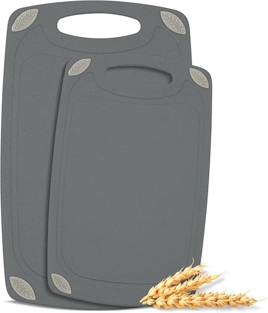 AXIOM CREATIONS 2-Piece Reversible Cutting Board Set Made from Natural Food Grade Wheat Straw Material - Eco-Conscious Alternative to Plastic - Gluten Free & BPA Free Chopping Boards for Kitchen by AXIOMCREATIONS