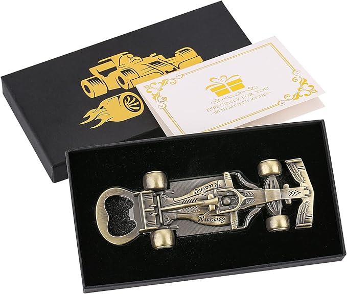 LKKCHER Racing Car Gifts for Men Women, Novelty Race Car Beer Bottle Opener, Birthday Christmas Gifts for Men Grandpa Husband Dad Racing Fans