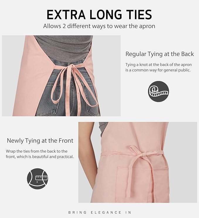 Syntus Apron for Men Women, Adjustable Cooking Kitchen Chef Aprons with 2 Pockets, Cotton/Polycotton/Polyester - Image 6
