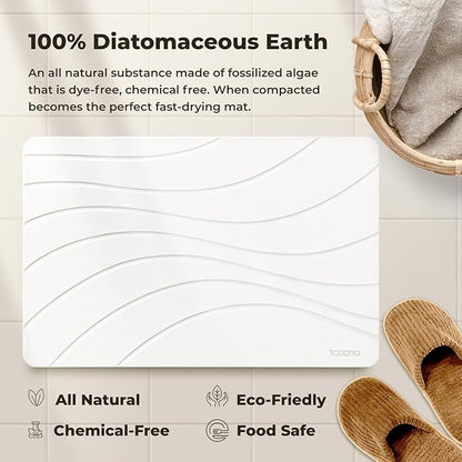 TOSORO - Stone Bath Mat Diatomaceous Earth Shower Mat Non-Slip Super Absorbent Diatomite Stone Bath Mats for Bathroom Floor Quick Drying Natural Easy to Clean (23.5 x 15) - Sandstone