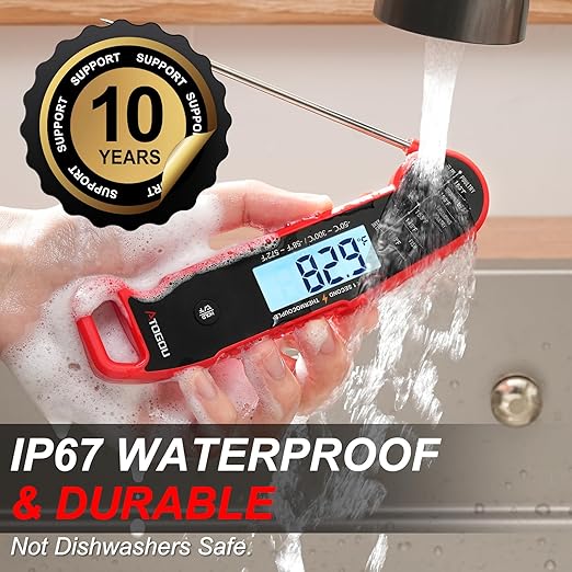Atogou Meat Thermometer, Professional Food Thermometer, <1 Sec Instant Read, ±0.5℉ Accuracy, Thermocouple Sensor, Waterproof Digital Thermometer for Cooking, BBQ, Grill, Him Dad Birthday Gifts, Red - Image 5