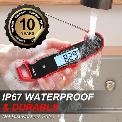 Atogou Meat Thermometer, Professional Food Thermometer, <1 Sec Instant Read, ±0.5℉ Accuracy, Thermocouple Sensor, Waterproof Digital Thermometer for Cooking, BBQ, Grill, Him Dad Birthday Gifts, Red - Image 5