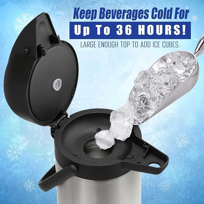 85 oz (2.5L) Airpot Coffee Carafe with Pump, Insulated Stainless Steel Coffee Dispenser, Coffee Carafes for Keeping Hot/Cold, Hot Beverage Dispenser for Party - Image 4