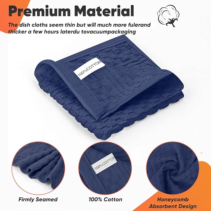 Oven Mitts Kitchen Towels and Dishcloths with Pot Holders Sets, Oven Gloves Hot Pads 500°F Heat Resistant with Silicone Grip, Include 2 Cooking Gloves/2 Potholders/4 Kitchen Towels/4 Dish Towels - Image 7