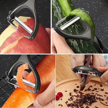 Vegetable Peeler, Potato Peelers for Kitchen Stainless Steel Multi-function Set Fruit Peeler For Kitchen and Household Tools Y & I Shape Swivel Blades for Fruit Vegetables(Black) - Image 4