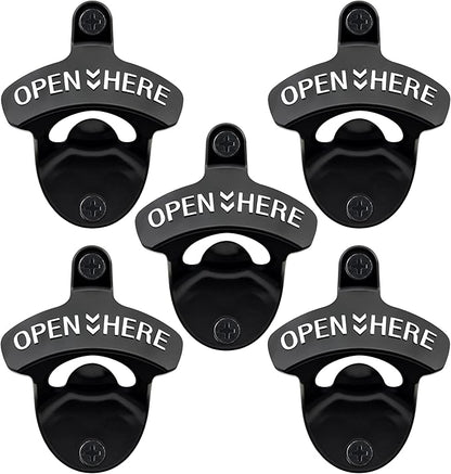 Classic Wall Mounted Bottle Opener Stainless Black and White Mountable Beer Cap Opener for Beer Lovers Gifts (5 PCS) by Wallmountedbottleopener