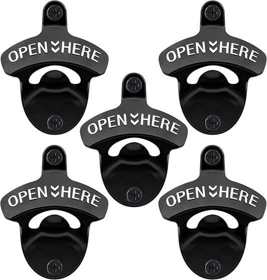 Classic Wall Mounted Bottle Opener Stainless Black and White Mountable Beer Cap Opener for Beer Lovers Gifts (5 PCS) by Wallmountedbottleopener
