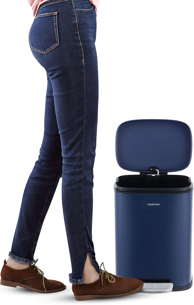 happimess HPM1006J Connor Rectangular 13-Gallon Trash Can with Soft-Close Lid and Free Mini Trash Can, Fingerprint Resistant, Modern, Minimalistic for Home, Kitchen, Office, Bathroom, Denim Blue - Image 8