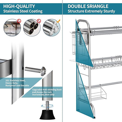 HOWDIA Stainless Steel 2-Tier Over The Sink Dish Drying Rack with Utensil Holder, Large, for Kitchen Counter - Image 7