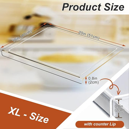 JJL Acrylic Cutting Board with Counter Lip, 20 x 16 Inches, Food-Grade, Anti-Slip, Clear Cutting Board with Juice Groove, Perfect for Cutting Food with Juice, Ideal Choice for Kitchen Countertop Décor