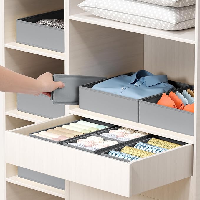 DIMJ Drawer Organizer Clothes - 16 Pack Baby Dresser Organizer for Nursery, Foldable Drawer Organizer Bins for Closet Bedroom Organization, Fabric Clothes Storage Dividers for Underwears, Socks, Bras - Image 7