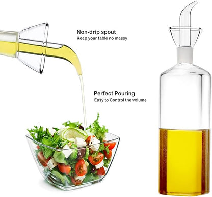 16 ounce/480ml Glass All-Purpose Cruet, Glass Oil Decanter and Cruet for Kitchen and BBQ (Square-16 oz)