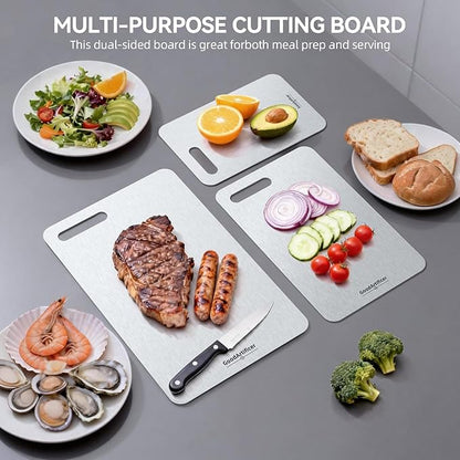 Titanium Cutting Boards,100% Pure Titanium Kitchen Cutting Board, Double-Sided Non-Toxic Cutting Board, Ideal for Slicing and Dicing Meats, Features Handle, Dishwasher Safe,16"L*10"W - Image 2