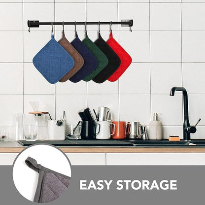 Joyhalo 6 Pack Pot Holders for Kitchen,Cotton Oven Holder with Great Heat Resistance,Non Slip Hot Pads for Kitchen Clearance,Dark Grey - Image 6