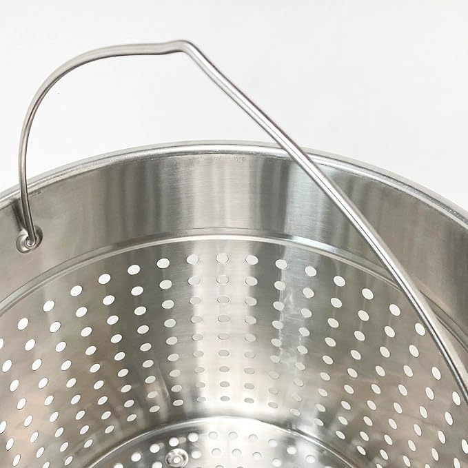 Bayou Classic 1124 24-qt Stainless Stockpot w/Lid And Basket Includes Vented Lid Perforated Stainless Steel Basket Perfect For Steaming Boiling and Frying - Image 8
