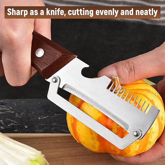 2Pcs Vegetable Peeler for Kitchen – 2026 New 3 in 1 Multifunctional Stainless Steel Peeler with Wooden Handle & Bottle Opener and Handle Blade Kitchen Tool (Brown)