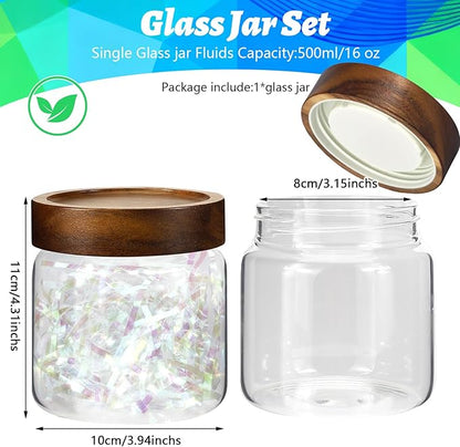 16 oz Glass Jars with Airtight Lid Spice Jar Round Storage Canister with Clear Glass Food Jar for Pantry Sugar Tea Coffee Bean Spice Nuts Cookies Bath Salts (500ml/16oz-1pack) - Image 2