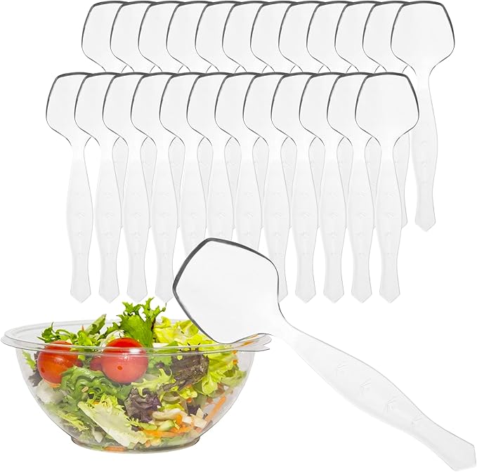 PARTY BARGAINS Disposable Clear Plastic Serving Spoons 8.75″ – Heavy-Duty Clear Plastic Spoons for Parties, Catering, Weddings, Events – 24 Count