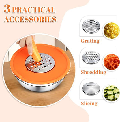 21PCS Mixing Bowls with Lids Set - 7 Nesting Mixing Bowls, 3 Graters, 11 Baking Tools, Lids, Stainless Steel Mixing Bowl for Mixing & Baking, Size 0.7/1.1/1.5/2.1/3.5/4/4.5 QT, Colorful - Image 3