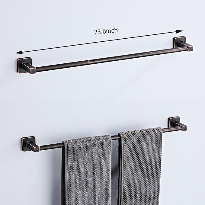Bathroom Hardware Set 4 Pieces,Oil Rubbed Bronze Bathroom Accessories Set Stainless Steel Wall Mounted, Hand Towel Bar, Towel Ring, Robe Towel Hooks,Toilet Paper Holder,Towel Bar Set, 23.6 Inch - Image 2
