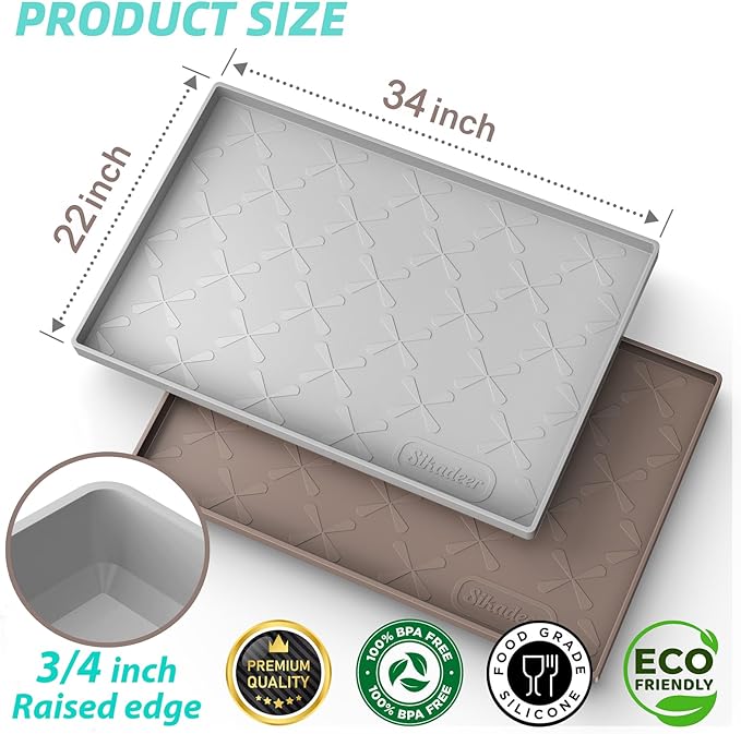 SIKADEER Under Sink Mat Waterproof 34" x 22", Silicone Mat Kitchen Drawer Shelf and Cabinet Liner, Sink Protector for Kitchen Organizers and Storage, Boot Tray Pet Food Mats - Image 2