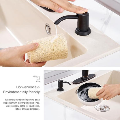 GAGALIFE Soap Dispenser for Kitchen Sink, ABS in Counter Soap Dispenser(Oil Rubbed Bronze), with 17 Ounce Large Pet Soap Bottle, Refill from The Top, Venetian Bronze - Image 5
