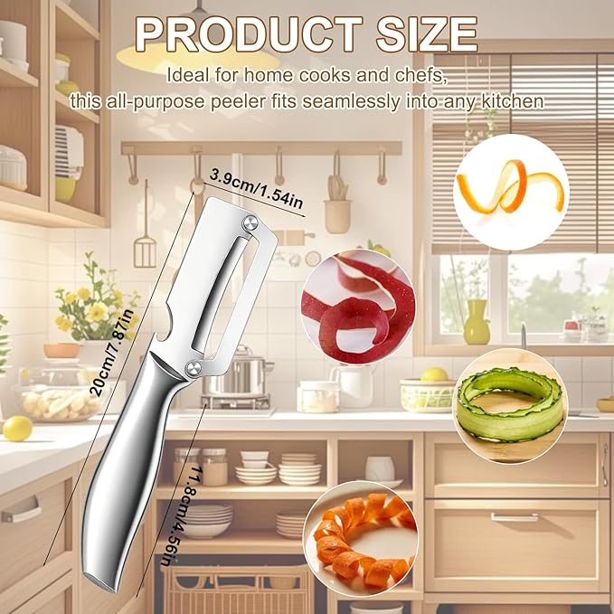 2pcs Multi-Functional Vegetable Peeler for Kitchen,2-In-1 Stainless Steel Kitchen Tool for,stainless steel sharp blade with bottle opener,Suitable for fruits and vegetables - Image 8