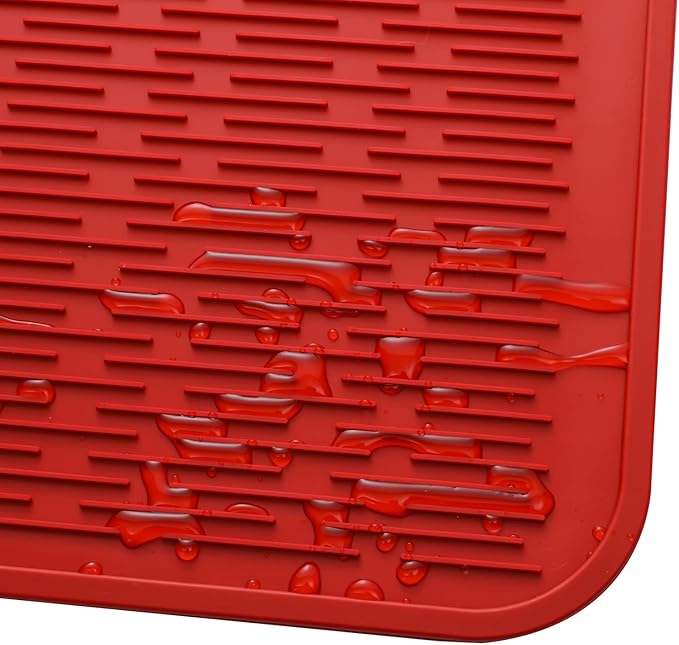MicoYang Silicone Dish Drying Mat for Multiple Usage,Easy clean,Eco-friendly,Heat-resistant Silicone Mat for Kitchen Counter or Sink,Refrigerator or Drawer Liner Red 3XL 28 inches x 18 inches - Image 9