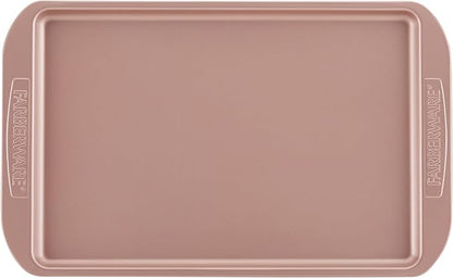 Farberware Nonstick Bakeware 10-Inch x 15-Inch Cookie Pan, Metal Baking Pan, Rose Gold
