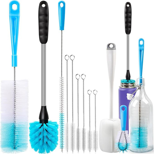 Holikme Bottle Brush Tube Cleaning Lab Set with Long Handle, Cup Cleaner for Washing Narrow Neck Beer Wine Decanter Pipes Lids Sinks Cap Covers, White by Holikme
