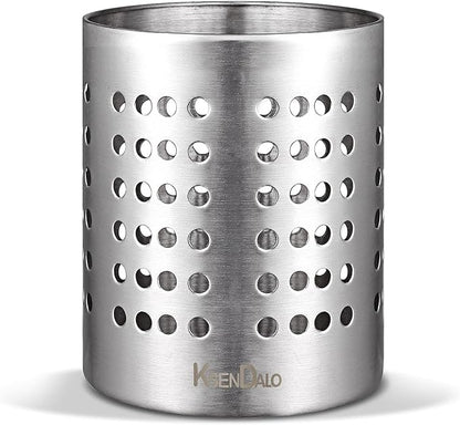 KSENDALO Small Stainless Steel Utensil Holder, SUS304 Silverware Utensil Drying Rack, Utility Sturdy Home Kitchen Daily Use Utensil Drainer for Countertop, Silver (5.32inch Tall) by KSENDALO