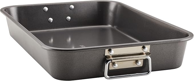 Farberware Bakeware Nonstick Steel Roaster with Flat Rack, 11-Inch x 15-Inch, Gray - Image 12