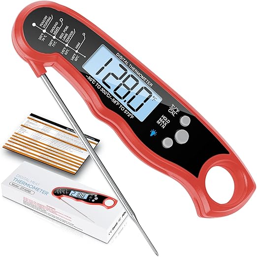 Instant Read Meat Thermometer for Grill and Cooking, Fast & Precise Digital Food Thermometer with Backlight, Magnet, Calibration, and Foldable Probe for Kitchen, Outdoor Grilling and BBQ!… by ImSaferellMeatThermometer