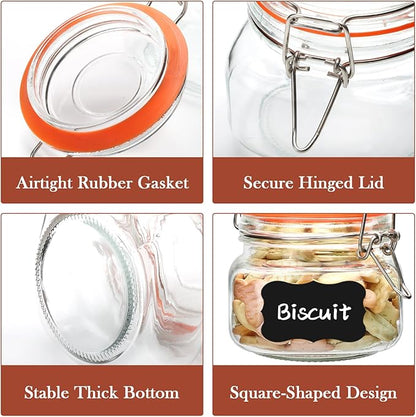 16 oz Glass Jars With Airtight Lids And Leak Proof Rubber Gasket,Wide Mouth Mason Jars With Hinged Lids For Kitchen,Glass Storage Containers 6 Pack - Image 3