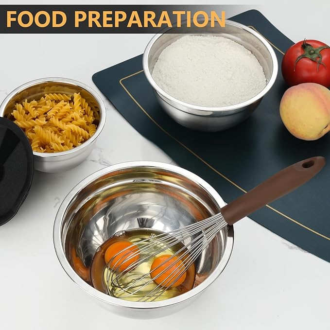 Hunnycook 7 Piece Mixing Bowls with Lids Set - Mixing Bowls Stainless Steel Bowls for Kitchen Baking, Size 0.7, 1.1, 1.5, 2.1, 3.5, 4, 4.5QT, Baking Bowl for Food Preparation, Mixing and Serving Foods - Image 5