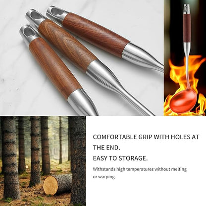 Izurok 18/10 Stainless Steel Kitchen Utensils Set,6 Piece Cooking Utensils With Wood Handle,Heat Resistant Kitchen Tool Set With Spatula, Spoon, Ladle, Skimmer, Slotted Spoon, Pasta - Image 5