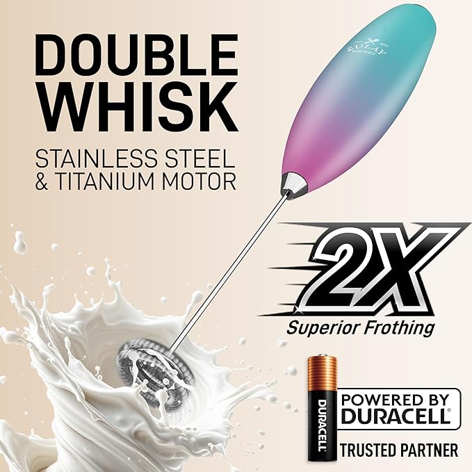 Zulay Kitchen Whisk Milk Frother with 4 Duracell Batteries - Powerful Handheld Foam Maker for Coffee, Lattes, Matcha, Hot Chocolate & Cappuccinos - Whip Creamy Froth in Seconds - Image 4