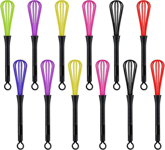 12 Pack Hair Color Whisk Mini Whisk for Hair Dye Color Mixing Christmas Gifts 7 x 1.2 in Salon Barber Plastic dressing Dye Kitchen Baking Cooking Mixer Tool by Potchen
