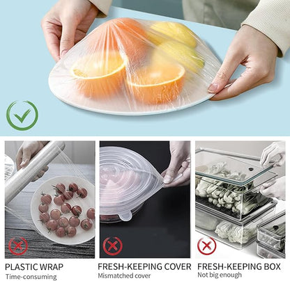 Homelove Plastic Bowl Covers Dish Cover Food Cover, 100pcs Reusable Elastic Stretch Fresh Keeping Covers, Kitchen Dining Cookware Canning Lids Food Bags, Universal Kitchen Plastic Wrap [Colorful] - Image 4