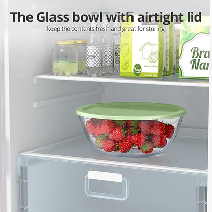Extra Large Glass Mixing Bowls Clear Glass Salad Cooking Bowls for Kitchen Salad Bread Storage (4.7Qt) - Image 5