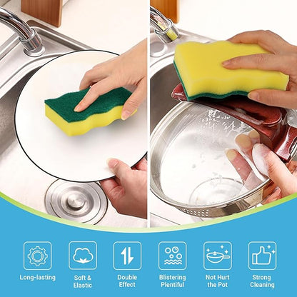 AIDEA Sponges Kitchen, 24 Pack Heavy Duty Dish Sponge, Cleaning Dish Scrubber Sponge for Home and Kitchen, Stink-Free Cleaning Supplies for Pots, Pans - Image 2